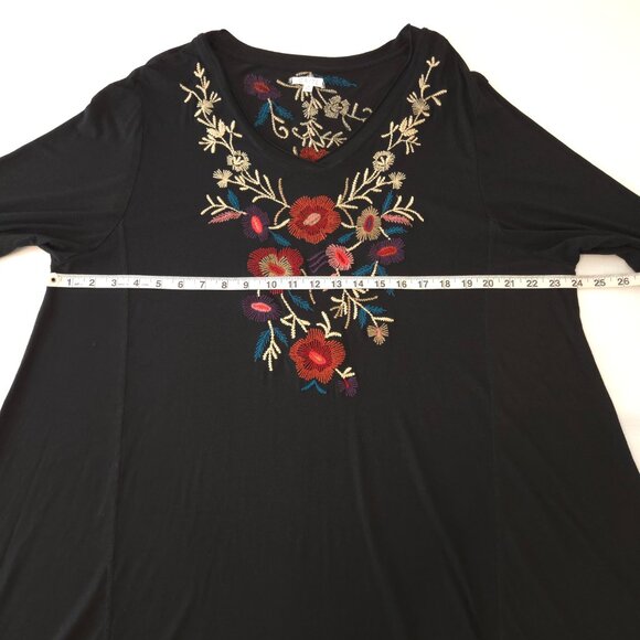 Caite Women's Black Embroidered Long Sleeve Dress - Picture 10 of 11